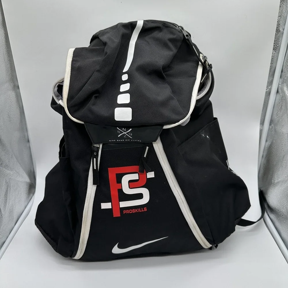 Nike Elite Quad Zip Black Backpack Men PS Proskills Team Basketball Gym Bag